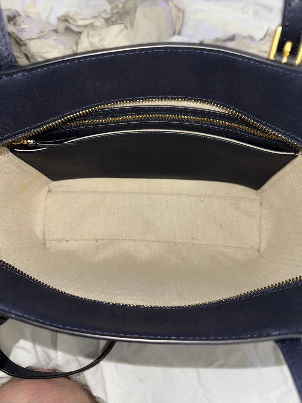 Tory Burch Navy Emerson Small Tote Leather Satchel with Crossbody Strap
